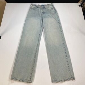 Women's High Rise Wide Leg Jeans Revice Los Angeles Light Wash Size 26X34